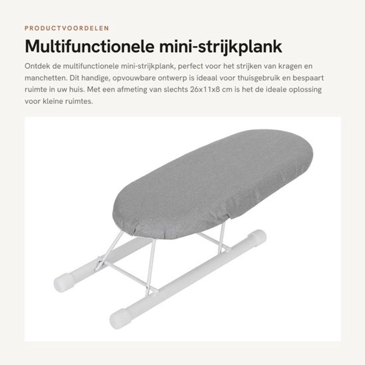 Strijkplank Opvouwbaar - Mini Strijkplank - Ruimtebesparend - Katoenen Buitenstof - IJzerbestendig Naaldvilt - 26x11x8 cm - Strijktafel