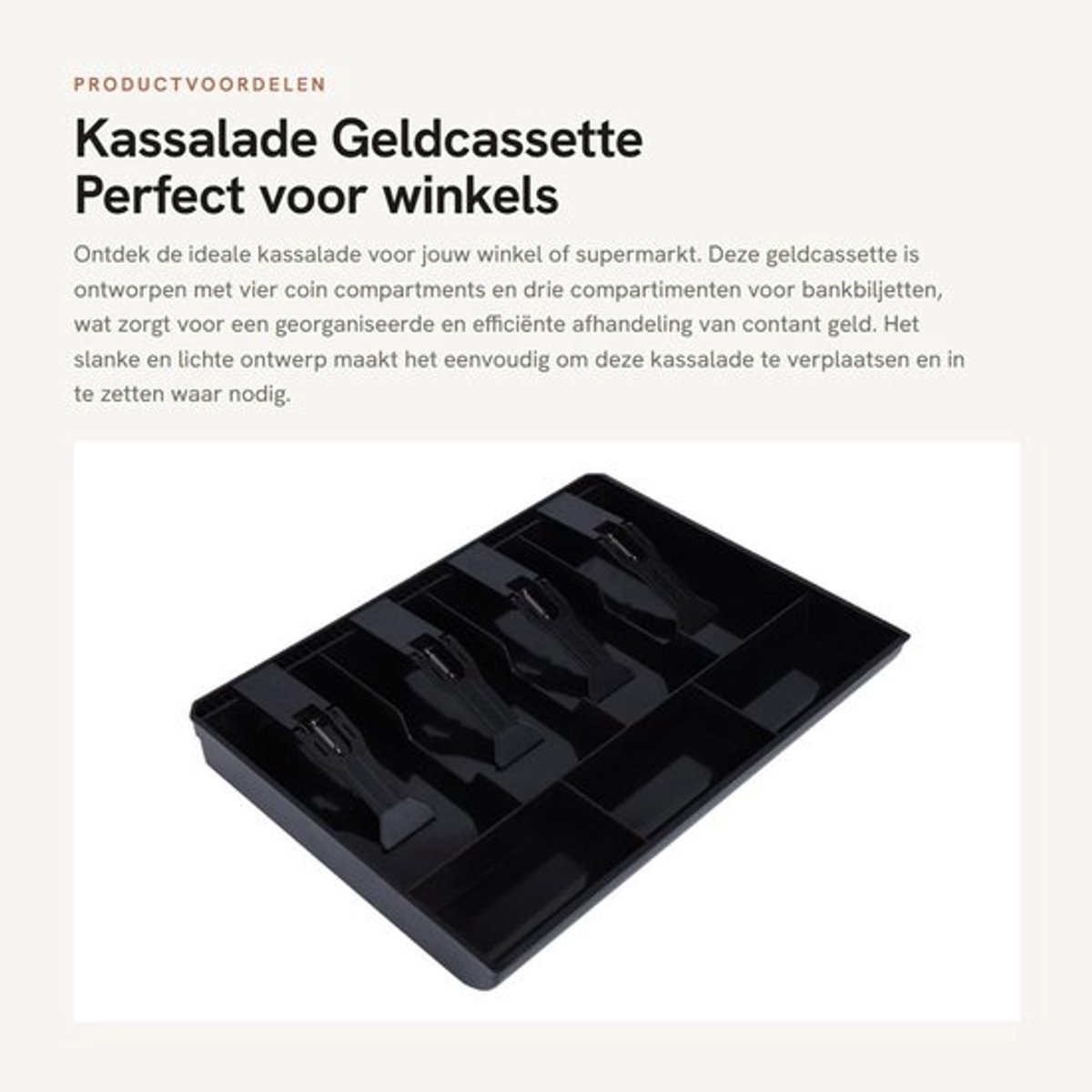 Geldlade Robuust - Kassalade - Geldcassette - 4 Muntcompartimenten - 3 Biljetcompartimenten - 32 x 24,5 x 3,5 cm