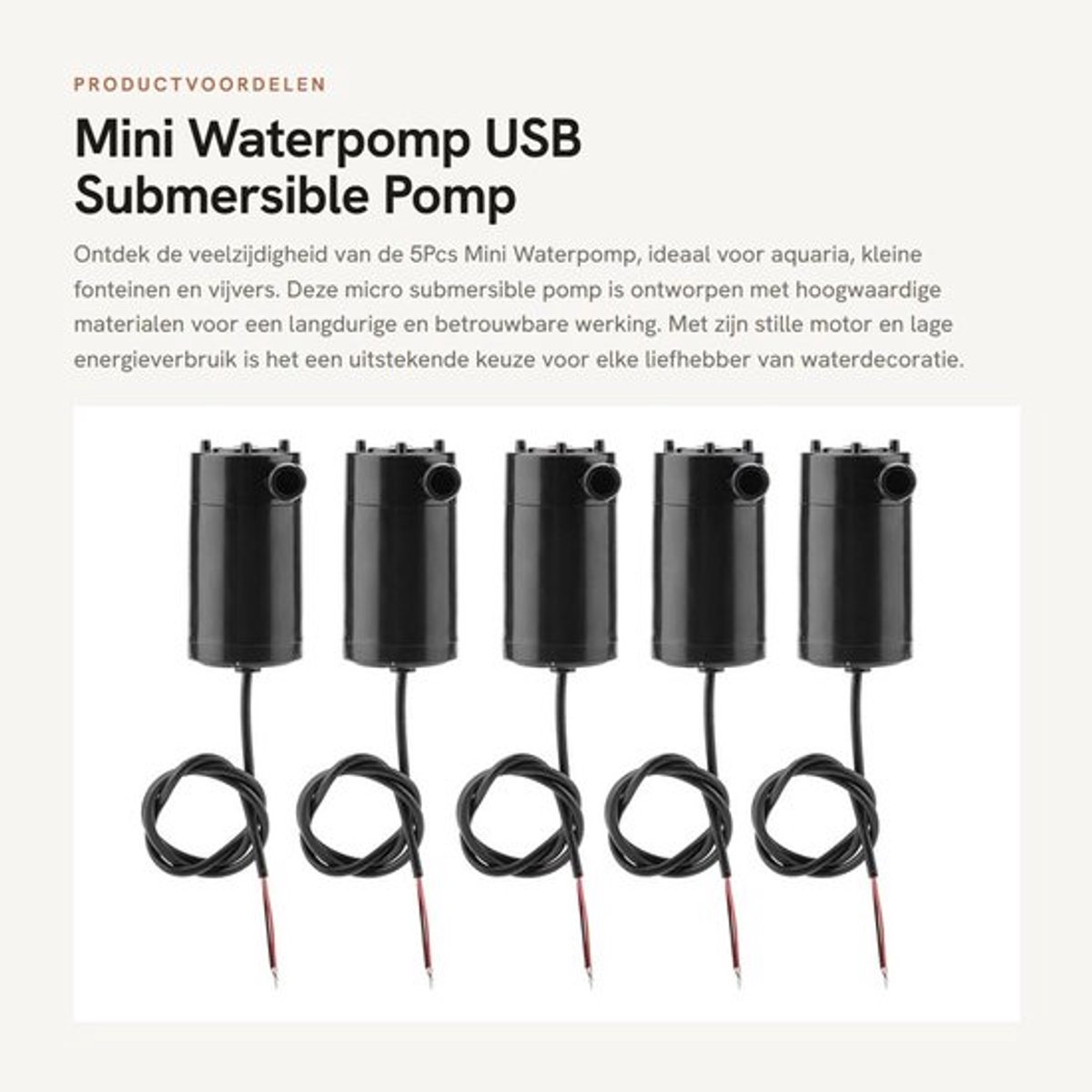 Mini Waterpomp - USB Submersible Pomp - Ideaal voor Aquarium en Fontein - 5 Stuks - Efficiënte Watercirculatie - Compact en krachtig - Ge...