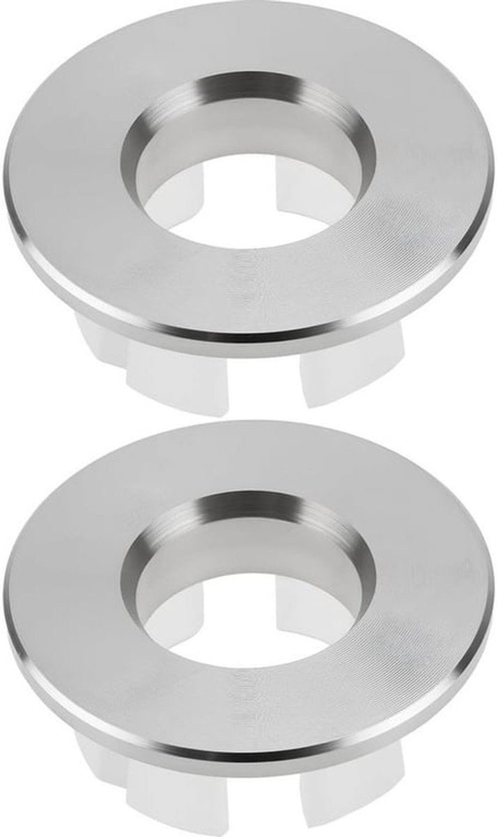 Sifon Afdekkingen 2x Decoratief - Roestvrij Staal/Kunststof - Geschikt voor Overloopgaten 22-24mm - Buitendiameter 30mm - Hoogte 13mm - Duurzaam - Gootsteenafdekkingen