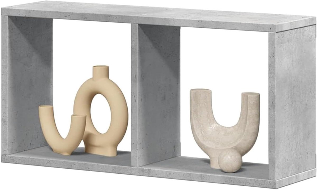 Wandkast Hout - Hangende Kast Keuken - Orde Houden - Betongrijs Design - 60 x 16 x 30 cm - Grijs