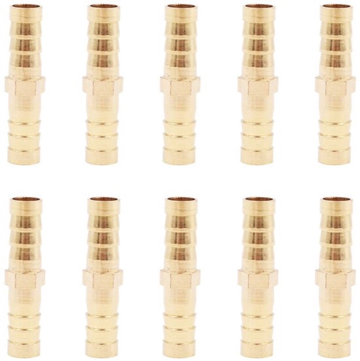 Slangfittingen 10 Stuks - Messing Aansluitingen - 8mm Pijpdiameter - Corrosiebestendig - Voor Lucht/Water/Olie/Gas - Hoogwaardige Kwaliteit - Slangkoppelingen