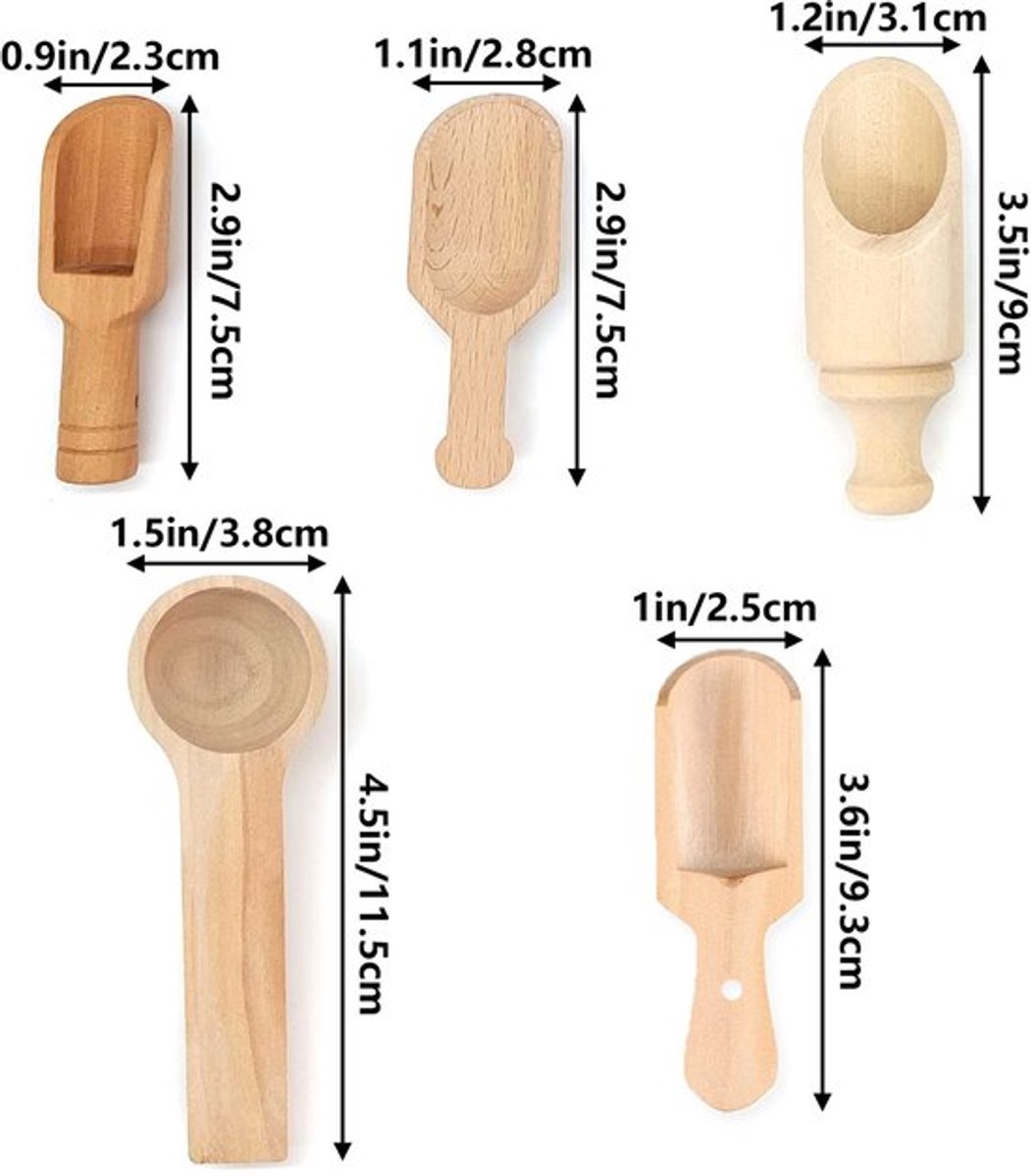 Mini-Lepels - Houten Koffielepel - Zoutschep/Kruidenschep - Meelschepje - Multifunctioneel - Hoge Kwaliteit - Licht en Draagbaar - Lepel
