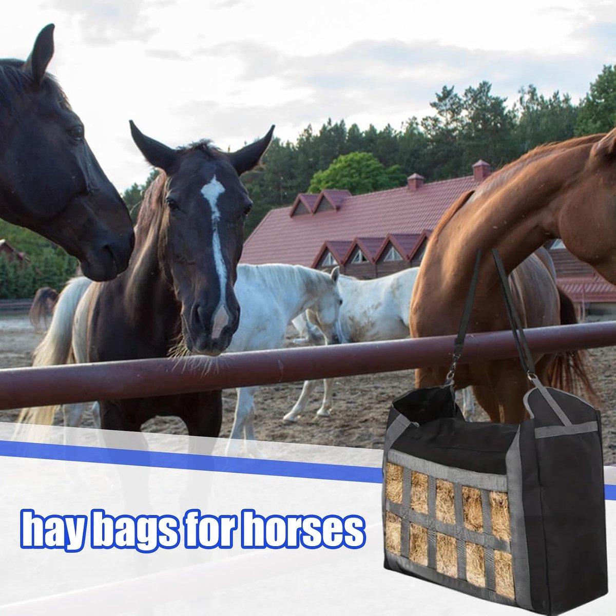 Hooitas voor Paarden - Voercontainer Paard - Voer opslaan - Versterkt gelamineerd weefsel - 60 x 48 x 25 cm