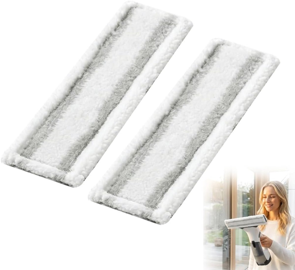 Microvezel dweilhoezen - Reservehoezen - Ramen reinigen - Sterke wateropname - 2 stuks - Grijs-wit