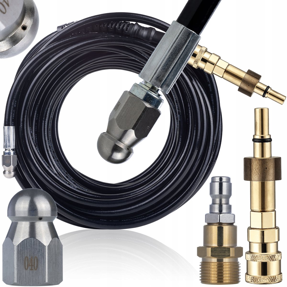 Rosfix HydroJet Pro 20M Hogedrukslang - Spuitmond 3+1 - 20 m, 200 bar, M22x1,5, 1/4" Adapter - Geschikt voor Bosch, Black&Decker