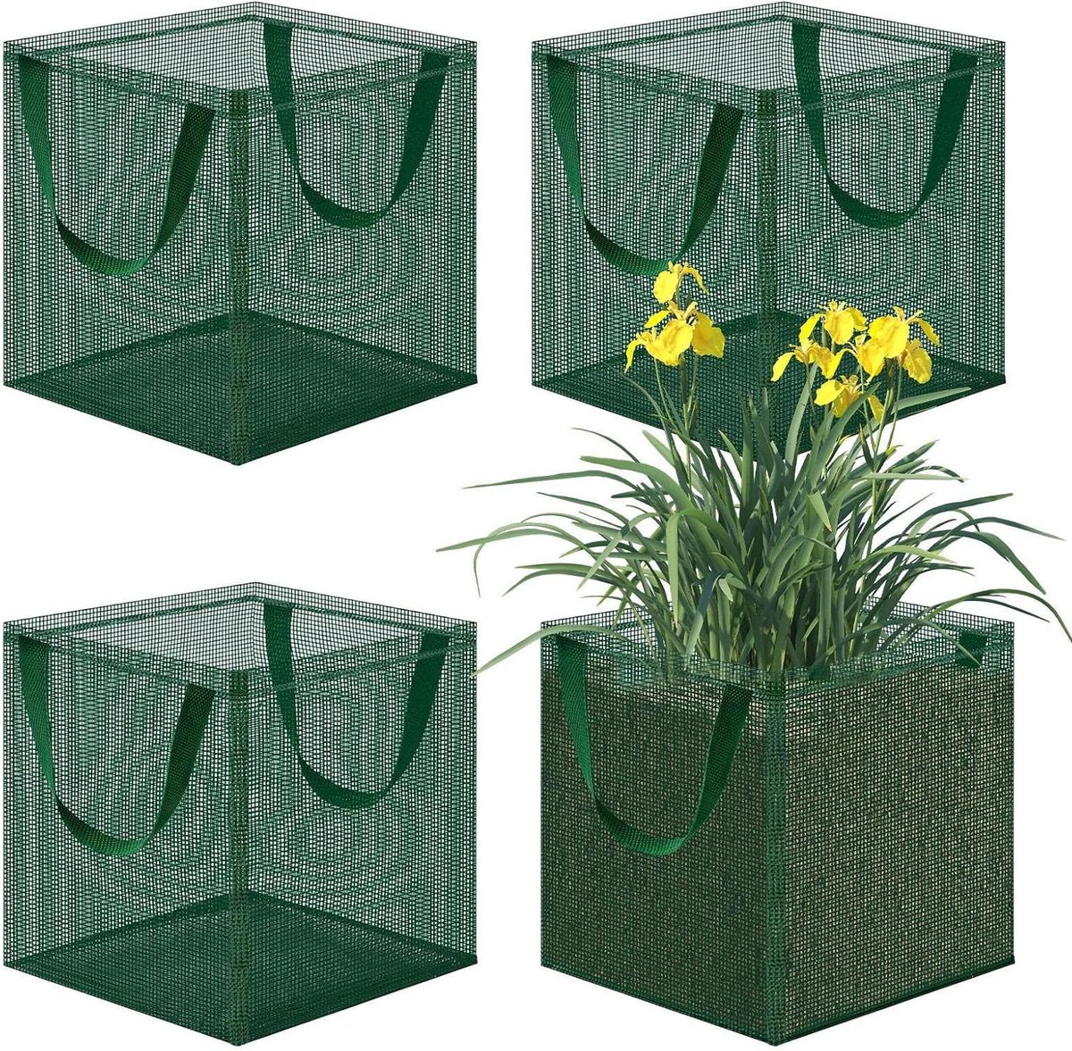 Vijverplant Zakken - Plantenmand Kweekbak - Waterplanten Kweken - Ademend Gaasontwerp - 18x18x18 cm - Groen