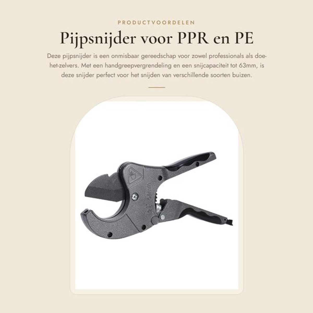Pijpsnijder voor zwaar gebruik - Pijpsnijder met handgreepvergrendeling - Snijgereedschap - Geschikt voor 20-63 mm - Aluminiumlegering - Manganenstaal lemmet - Buizensnijder