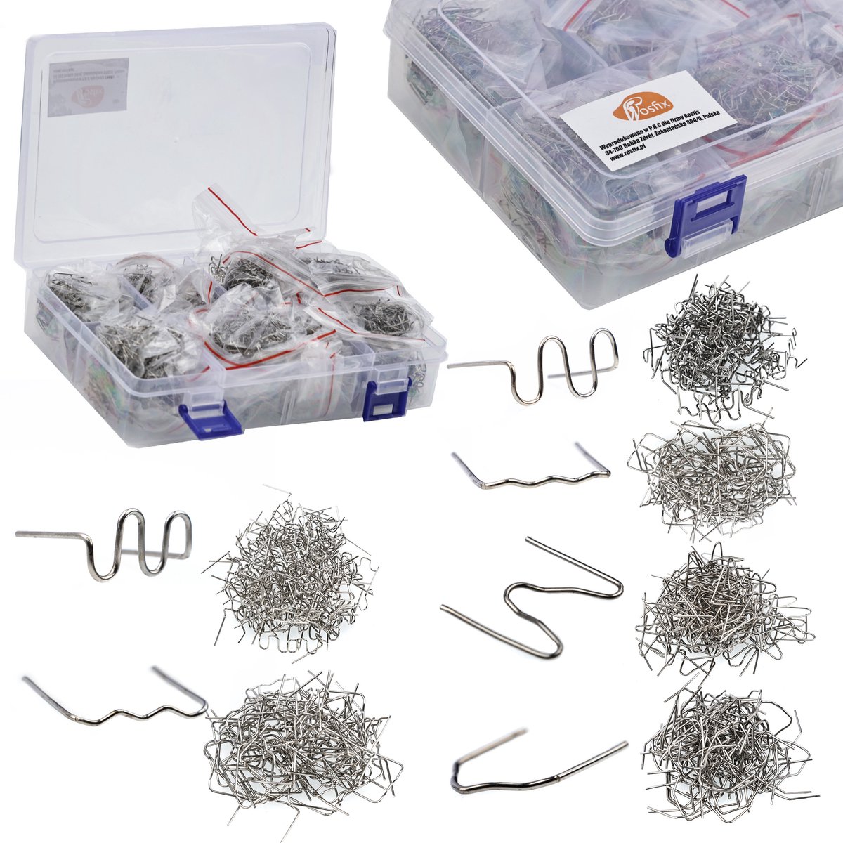 Rosfix Nietjes Set 6 Soorten - 1800 Stuks, Stalen Draad 0,6/0,8 mm - Voor Kunststof Reparatie