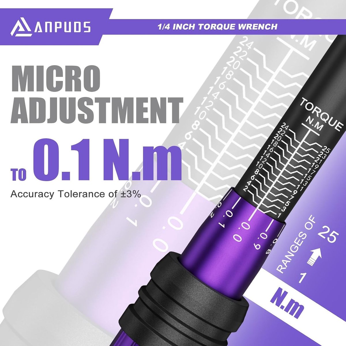 Momentsleutel voor fiets - 1/4 inch - Aluminium en Chroom-Molybdeenstaal - Nauwkeurige Draaimomentsleutel met 1-25 Nm Instelling