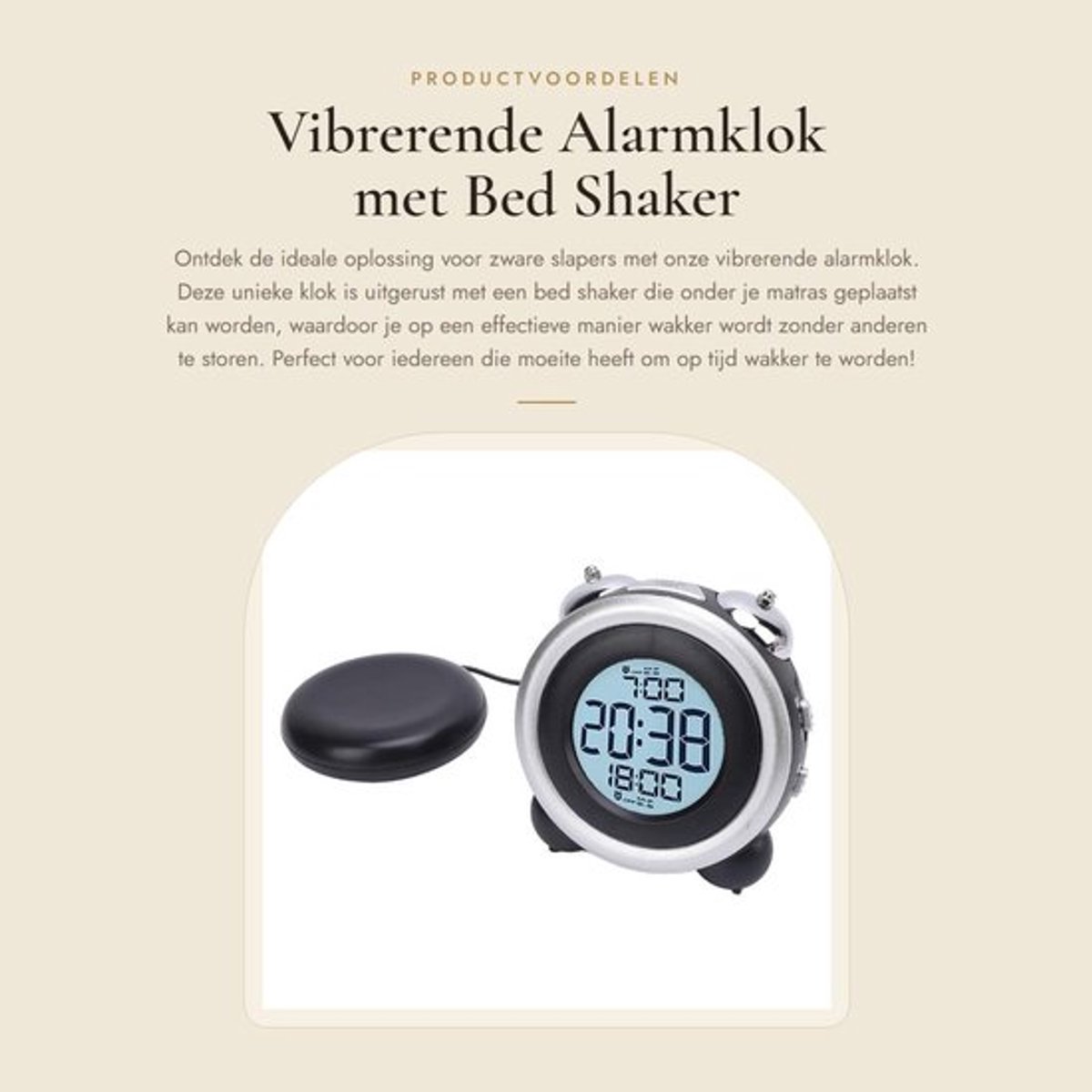 Wekkerradio met Bed Shaker - Digitale Wekker - LED Display - Compact - Verstelbaar Volume - Sterke Vibraties