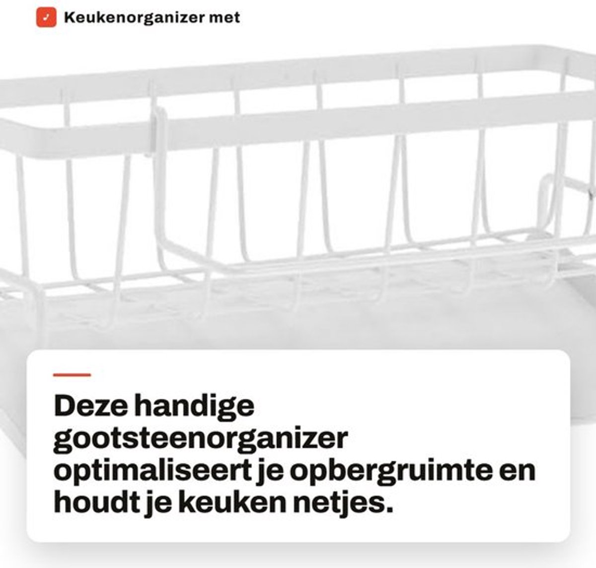 Keukenorganizer met zelfledigend dienblad - Gootsteenorganizer - Sponshouder - Handdoekhouder - Koolstofstaal - Robuuste constructie
