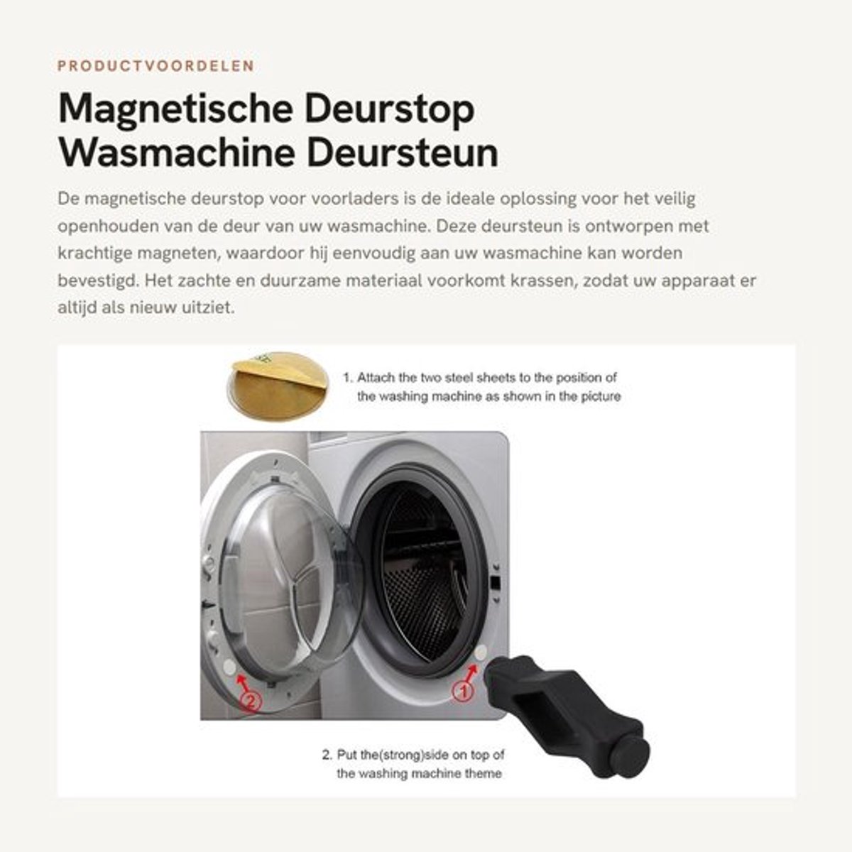 Wasmachine Deurstopper Magnetisch - Deurhouder - Antislip - Duurzaam - Voor Front Loader - Zacht Materiaal
