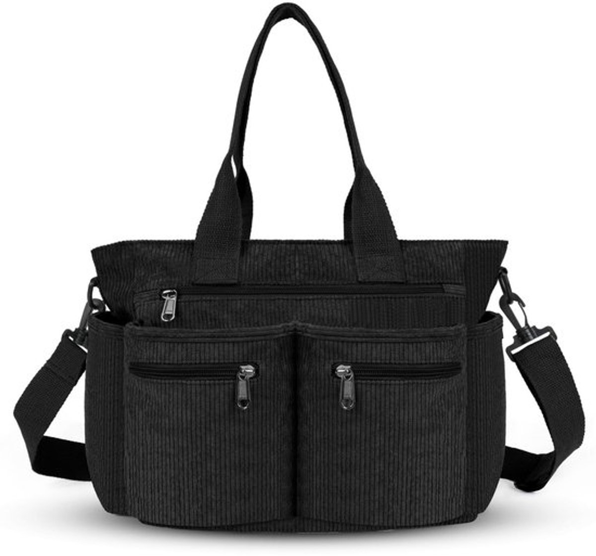 Aucuu Corduroy schoudertas, corduroy tas, grote capaciteit, crossbody draagtas, stijlvolle handtas met meerdere zakken, verstelbare en afneembare riem, voor vrouwen, mannen, school, winkelen, werk,