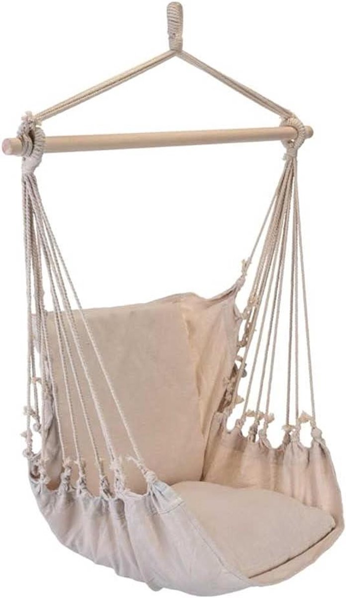 Hangstoel Katoen - Zitstoel Buiten - Ontspannen Zitten - Scheurvast Materiaal - 97x85cm - Beige