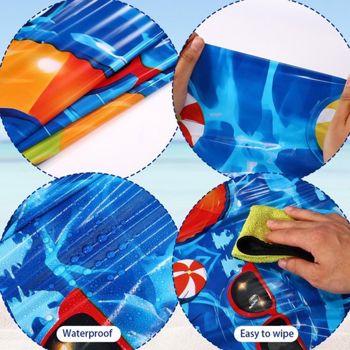 Tafelkleed Waterdicht - Strandtafelkleed - Oceaan Thema - 220x130 cm - 3 Stuks - Kunststof - Tafelbedekking