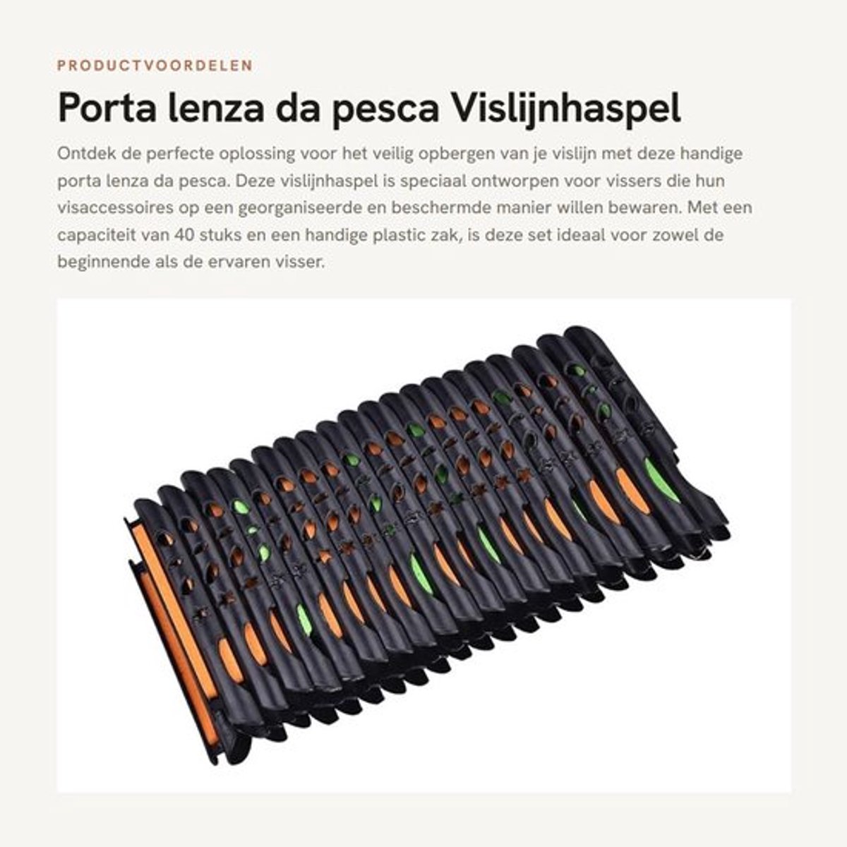 Lijnhaspel 40 Stuks - Kunststof - Schuimrubberen Bekleding - Vislijn Organizer - Geschikt voor Hengeldiameter 19-22,5 mm - Eenvoudig te Monteren - Lijnopberger