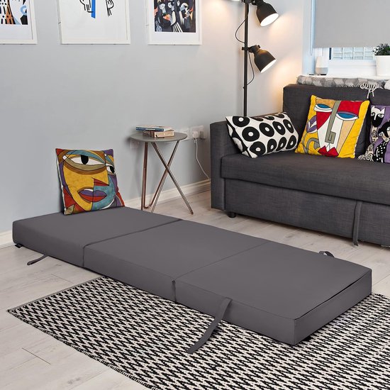 Opvouwbare Matras - Z Bed Futon - Gast en Logeer - Waterbestendig - 198 x 66 cm - Donkergrijs — afbeelding 5