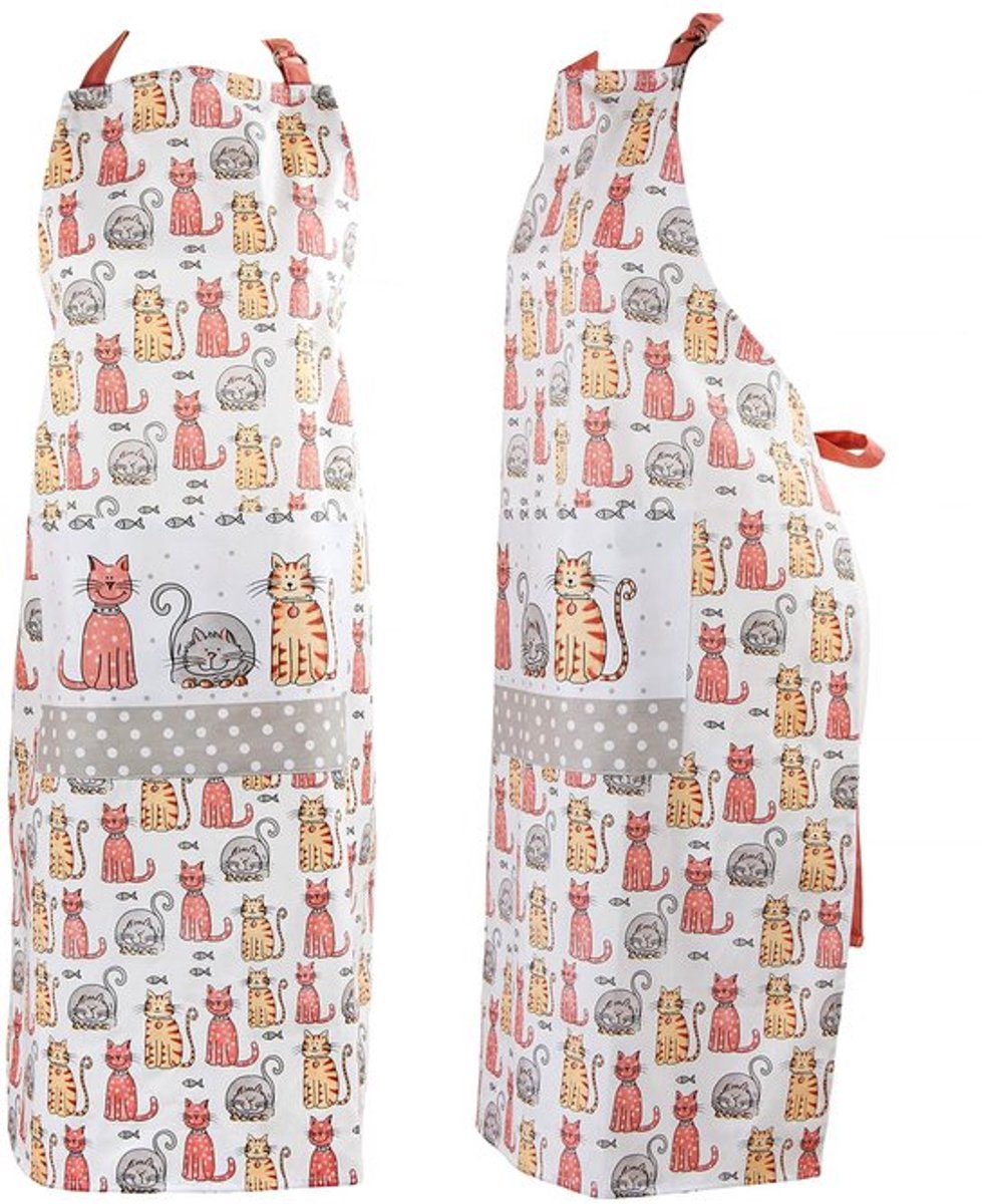 Keukenschort met Schattige Katten Print - 100% Katoen, Verstelbaar