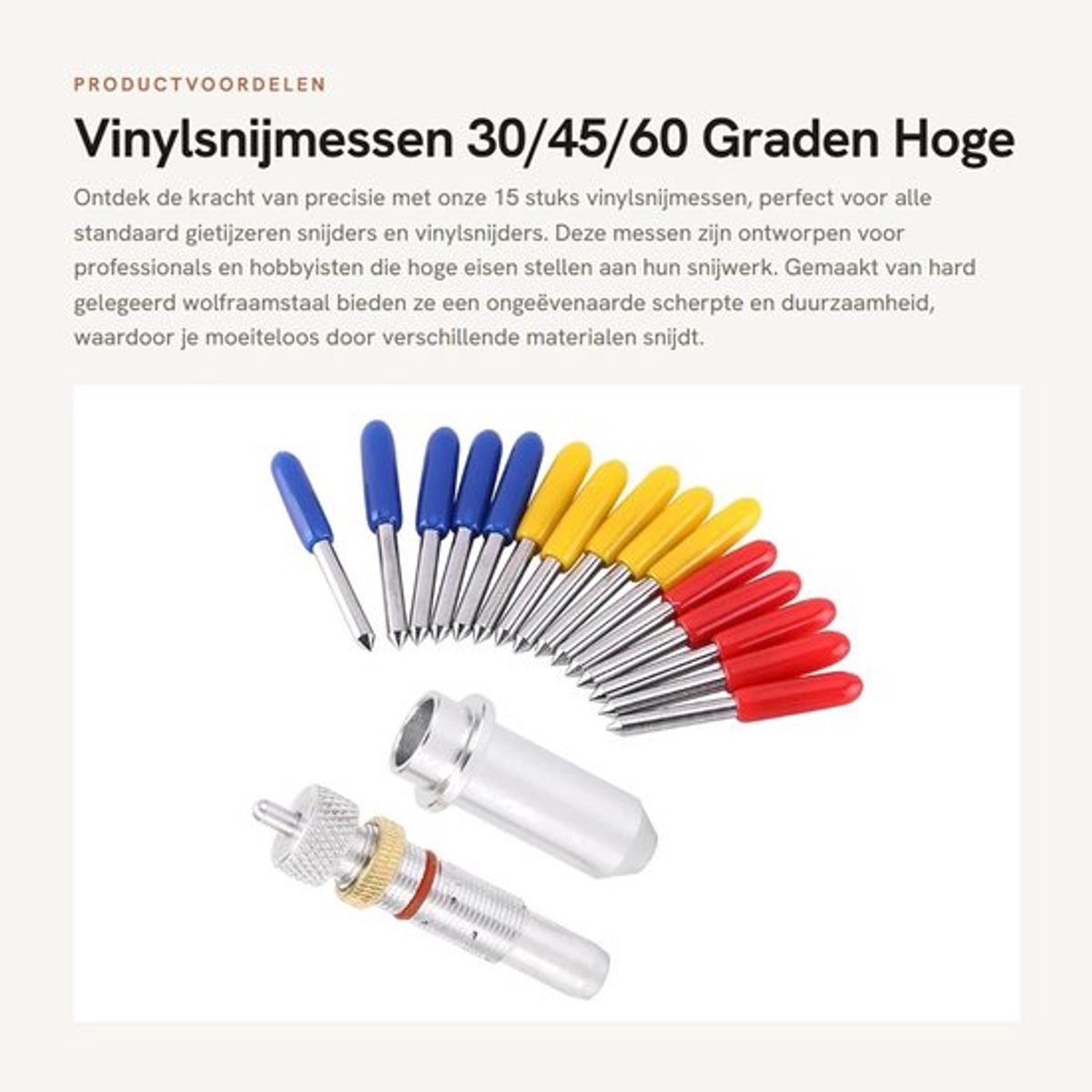 Vinylsnijmessen 15 Stuks - 30/45/60 Graden - Hard Gelegeerd Wolfraamstaal - Hoge Slijtvastheid - Geschikt voor GCC - Lange Levensduur - Snijmes