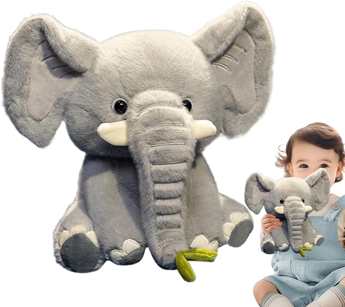 Pluche Olifant - Knuffeldier Gevuld - Knuffelen en Spelen - Ultrazacht Pluche - 25 cm - Grijs