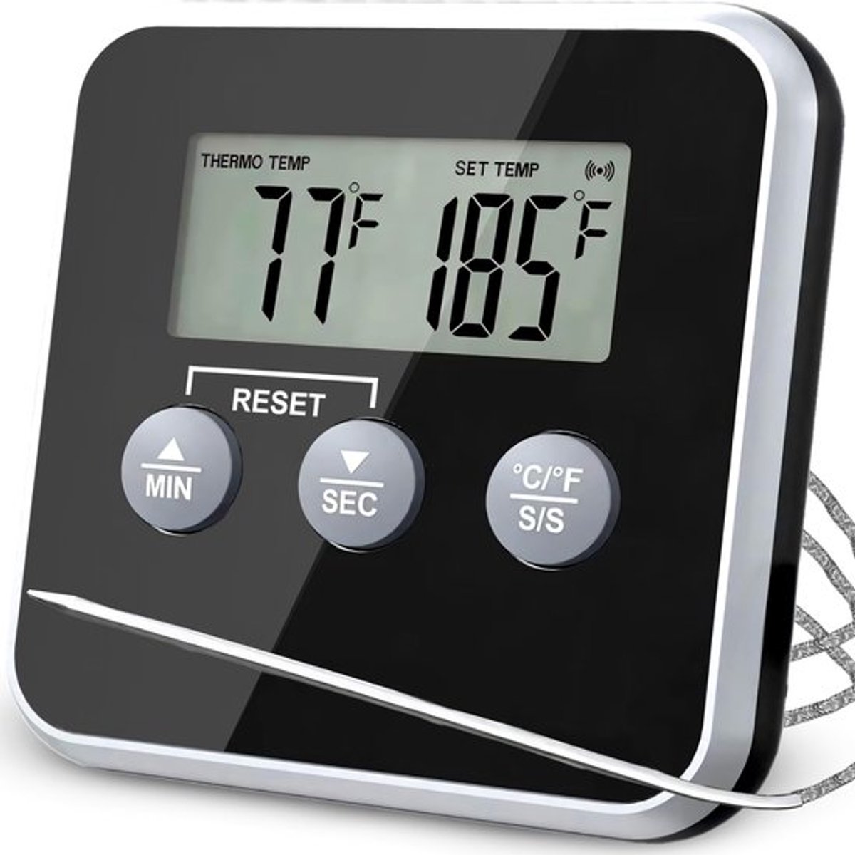 Vlees Thermometer Digitale Weergave - BBQ Thermometer - Keukenthermometer voor Vloeistof - Vleesthermometer Waterdicht - Temperatuurmeter met Alarm - Precisie tot 300°C - Keuken Thermometer