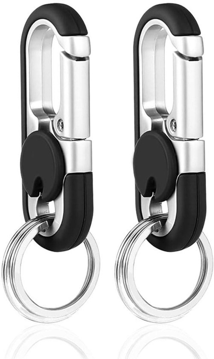 Sleutelhanger 2 Stuks - Karabijnhaak - Roestvrij Stalen Sleutelkarabijnhaak - Autosleutelhanger - Zinklegering - Duurzaam Ontwerp - Sleutelring