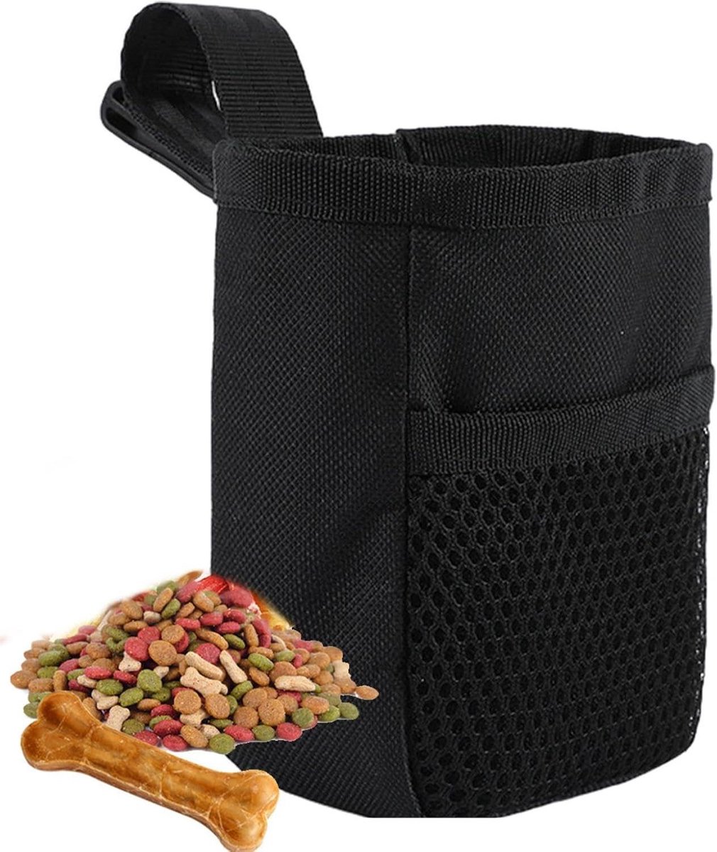 Hondentrainingszakje - Hondenvoerzak - Huisdierentraining - Waterdicht en Draagbaar - 17 x 12.9 x 3.7 cm - Zwart