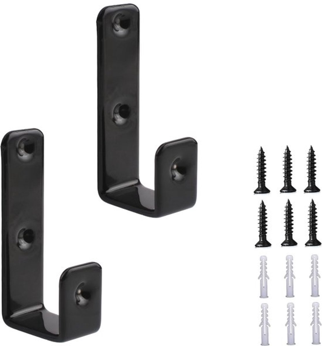 Bedladderhaken 2 Stuks - Zwarte IJzeren Haken - PVC Gecoat - Duurzaam - Roestvrij - Ideaal voor Beddecoratie - Haakbeugels