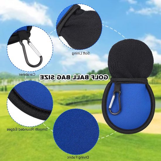 Golfbal Reinigingszak Compact - Waterdichte Tas - Draagbare Golfbal Waszak - 4-delige Set - Microfiber Voering - Inclusief Gespen - Golfbalwaszak — afbeelding 4