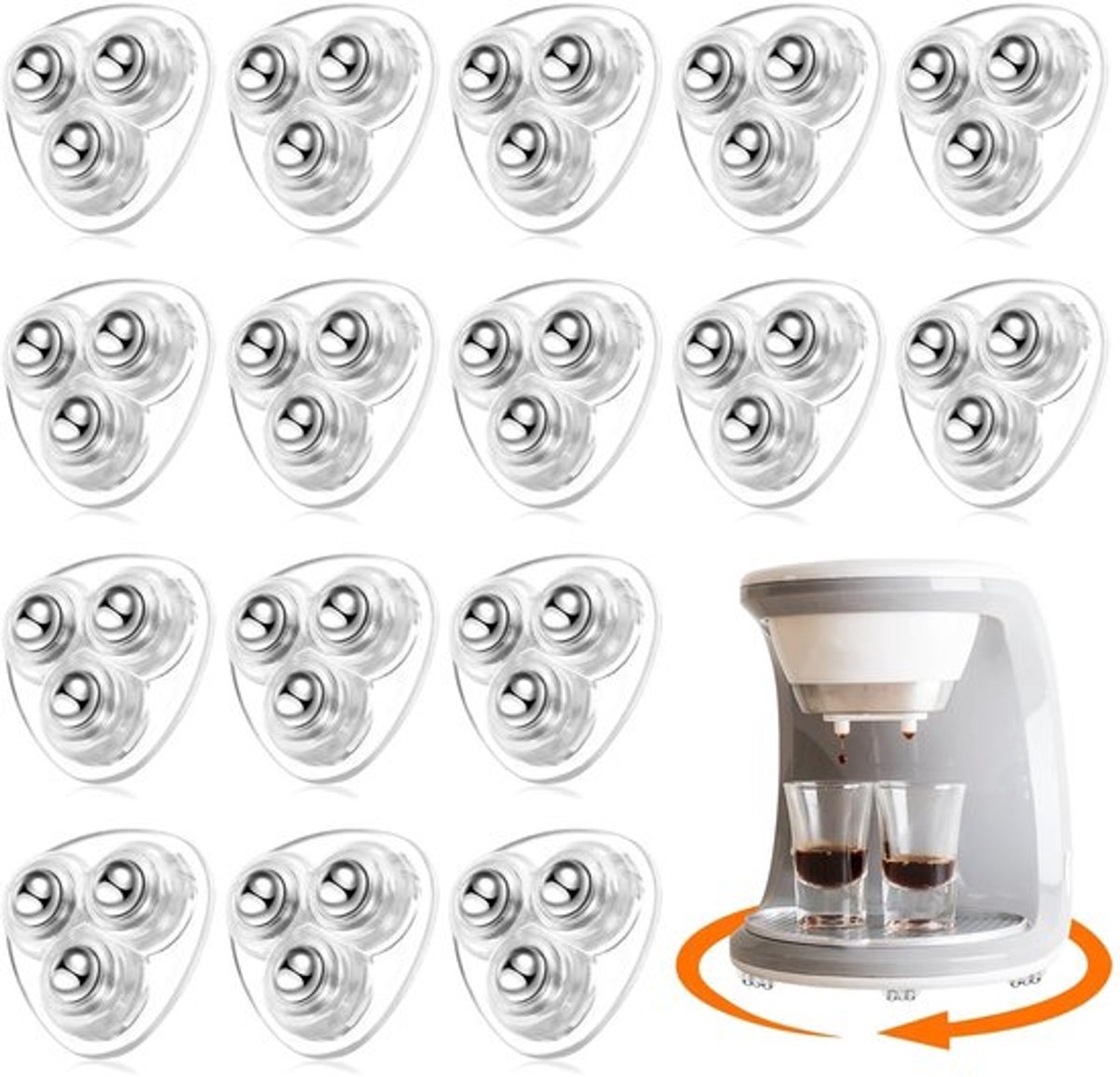 Mini-wielen 360 Graden Draaibaar - Zelfklevend - Stil - Meubelwielen - 16 Stuks - Hoog Belastbaar