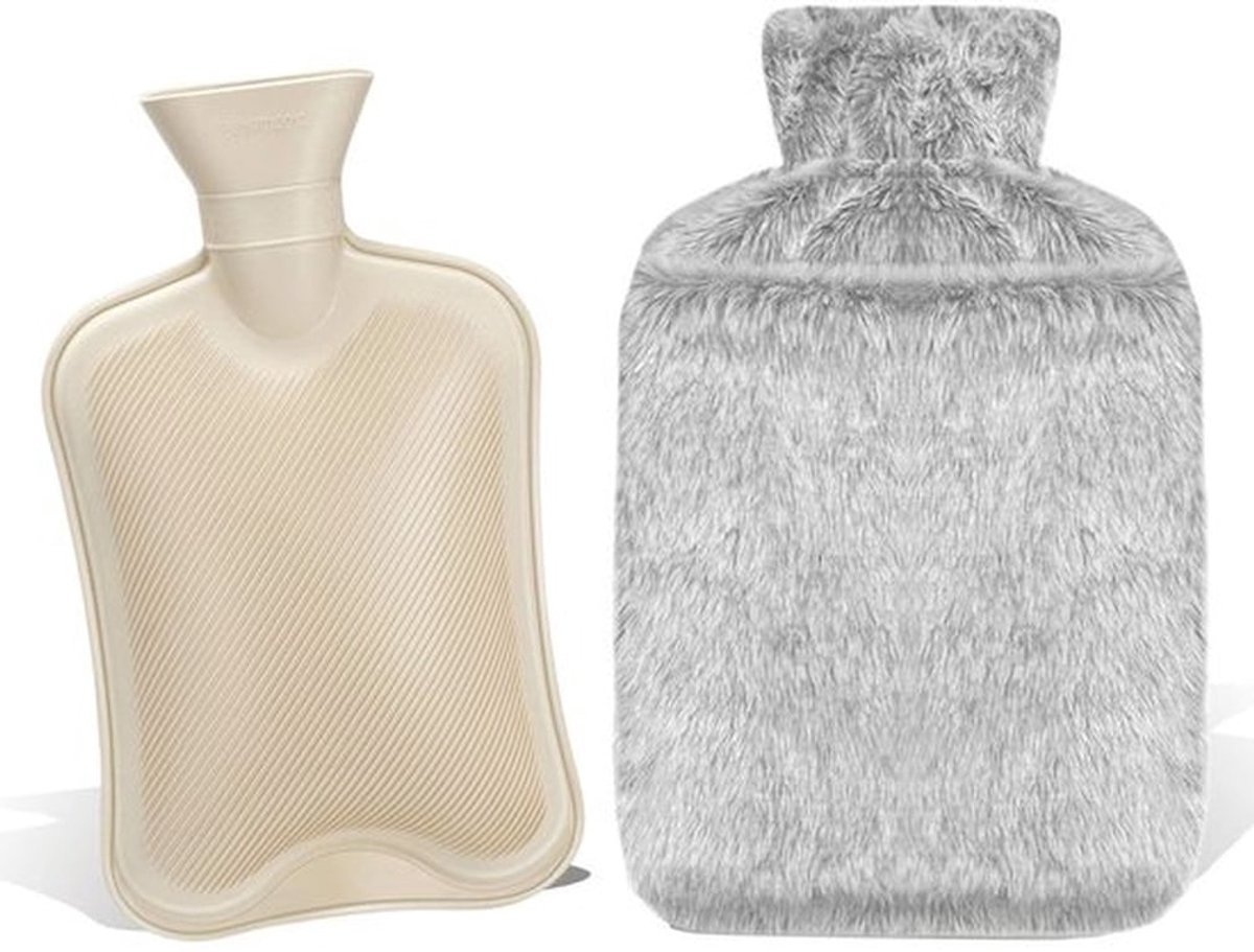 Warmwaterkruik 2L Lekvrij - Zachte Hoes - Afneembaar - Wasbaar - Natuurlijk Rubber - Perfect Cadeau voor Mannen/Vrouwen - Kruik