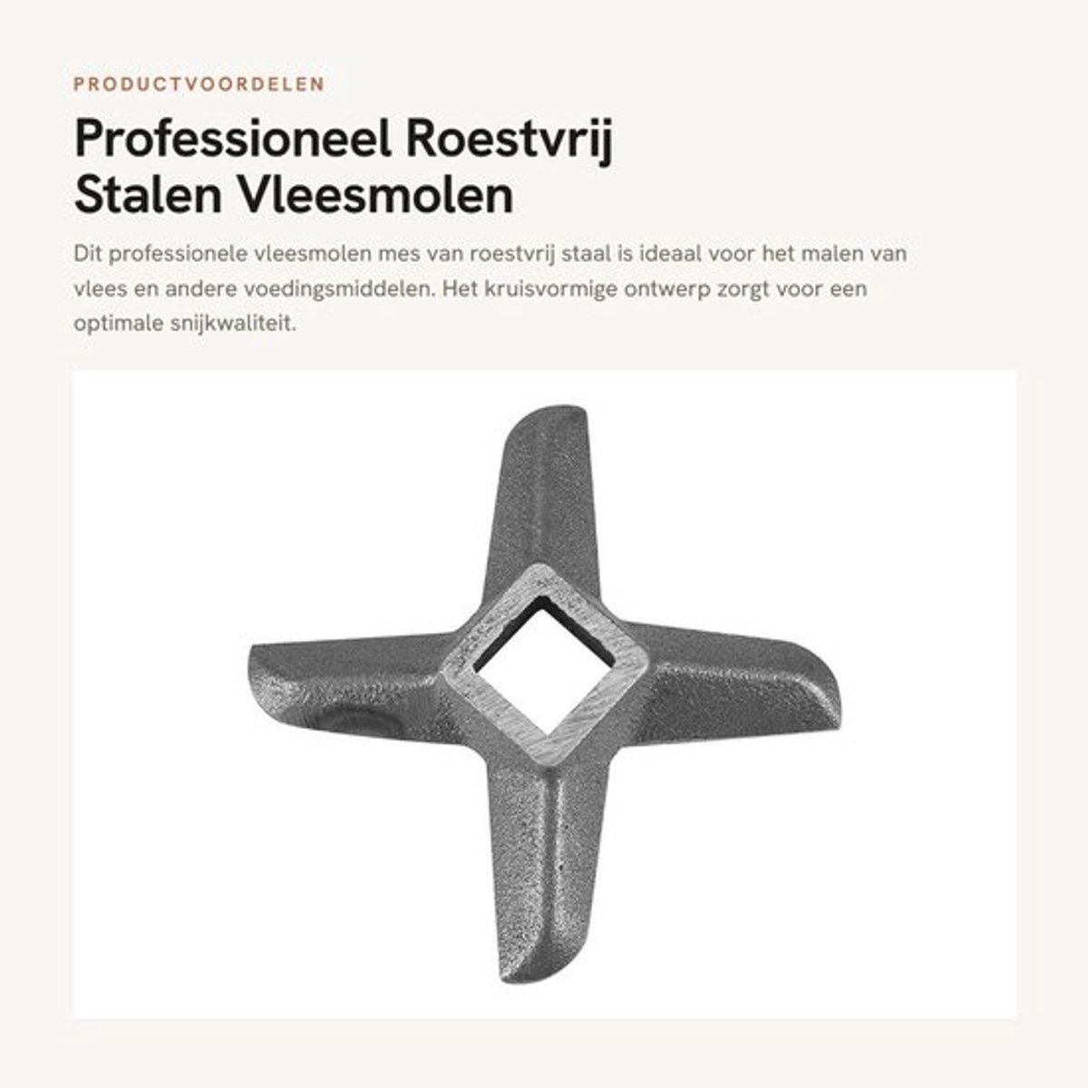 Gehaktmolen Mes Professioneel - Vleesmolen Mes - Kruisvormig Ontwerp - Roestvrij Staal - Reserveonderdeel - Geschikt voor Slijpmachines