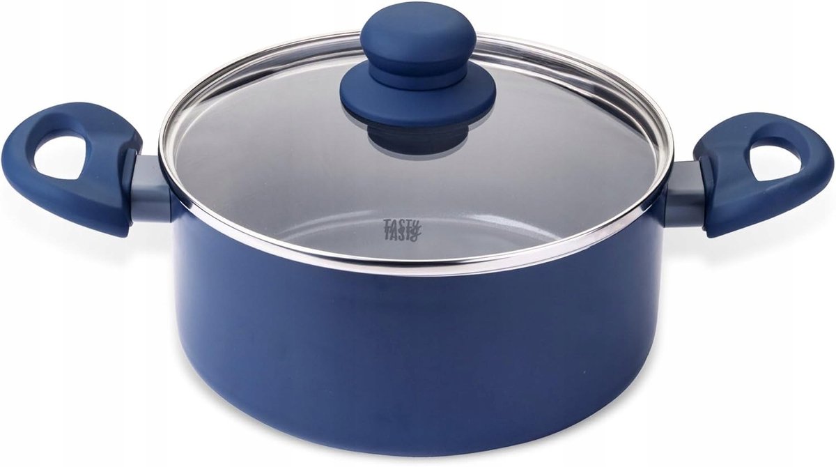 Antiaanbakpan 20cm 3.5L Aluminium, Inductie & Glazen Deksel