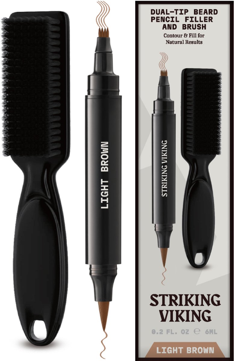 Striking Viking Beard Filler Pen en Borstel voor Mannen - Lichtbruin