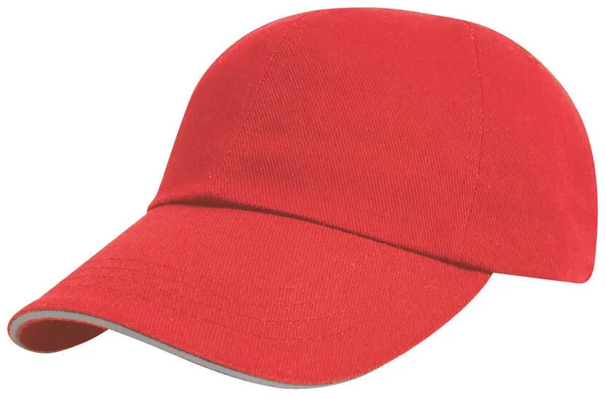 Result Brushed Cotton Decorators Cap With Sandwich Peak RH50 - Red/Putty - One size