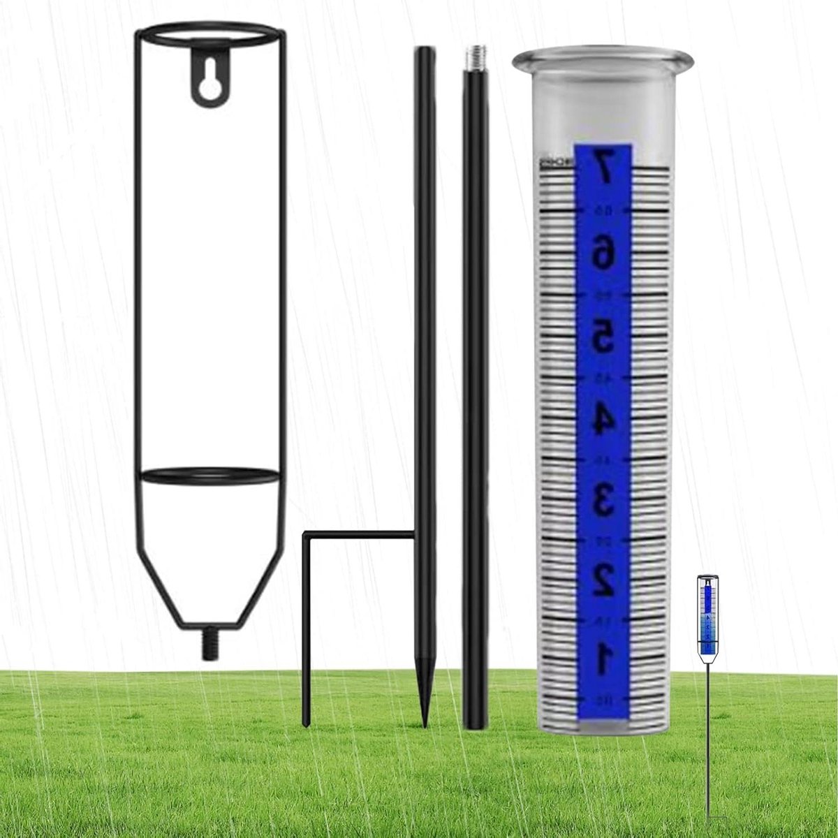 Regenmeter - Regenmeter met pen - Regenwater meten - Waterdichte constructie - 27 cm - Transparant