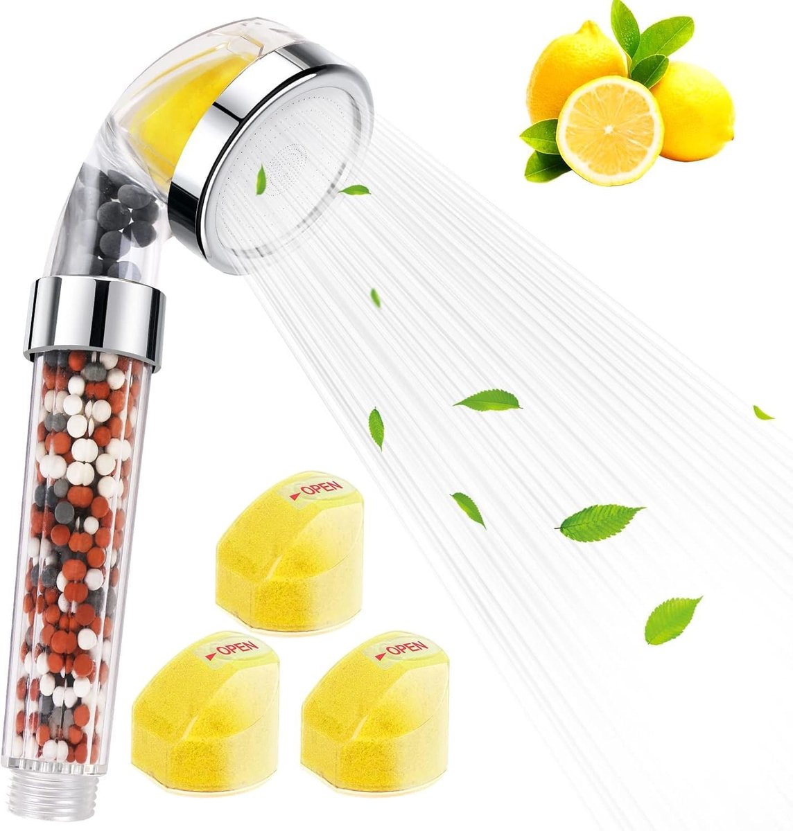 Ionische douchekop - Doorzichtig - Vitamine C/E Filter - Waterbesparend en Verhoogt Waterdruk - Voor Gezonde Huid en Haar