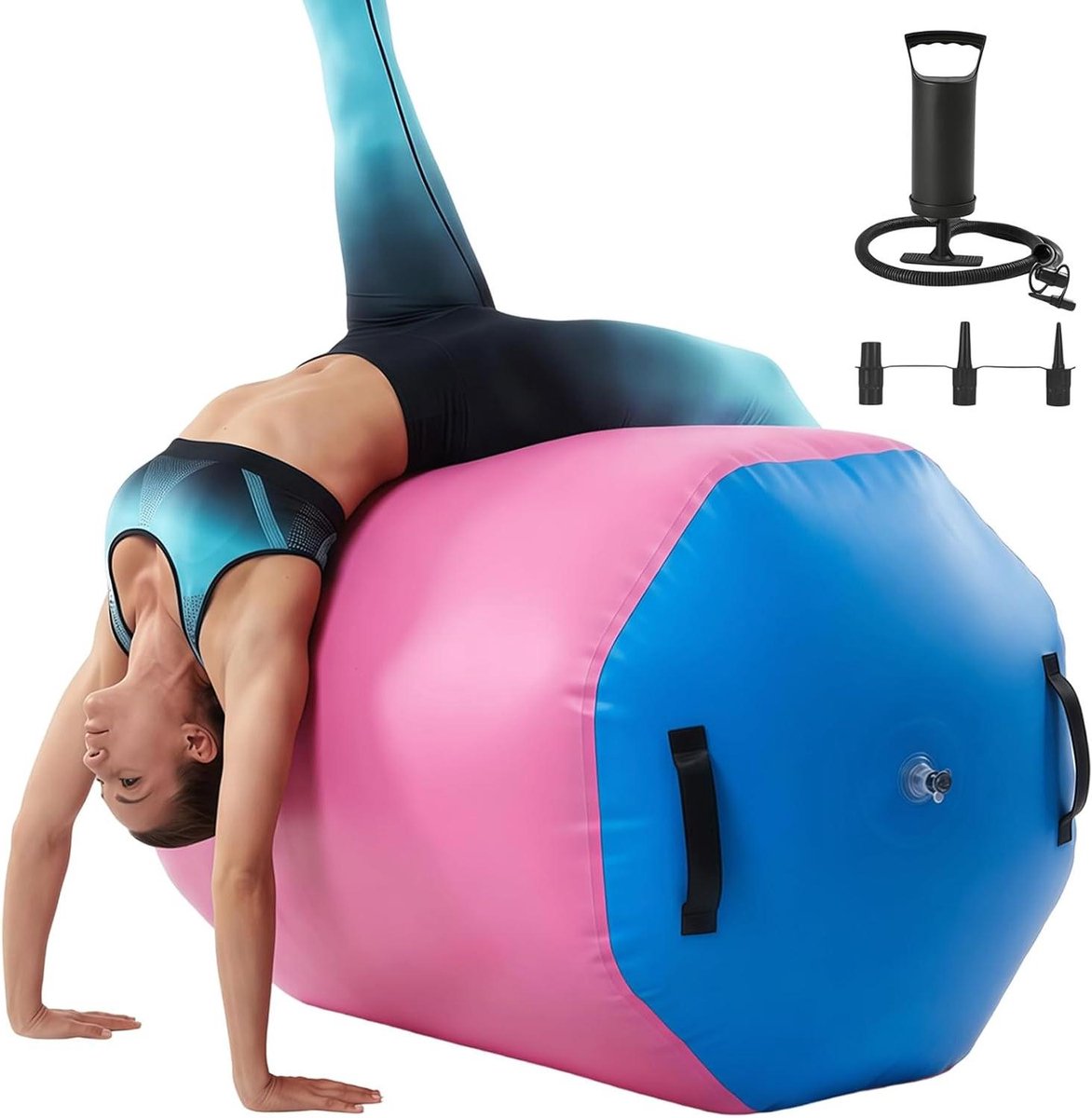 Opblaasbare Air Roll - Gymnastiek Roller - Gymnastiek Oefeningen - Versterkte Naden - 80 x 100 cm - Rood en blauw