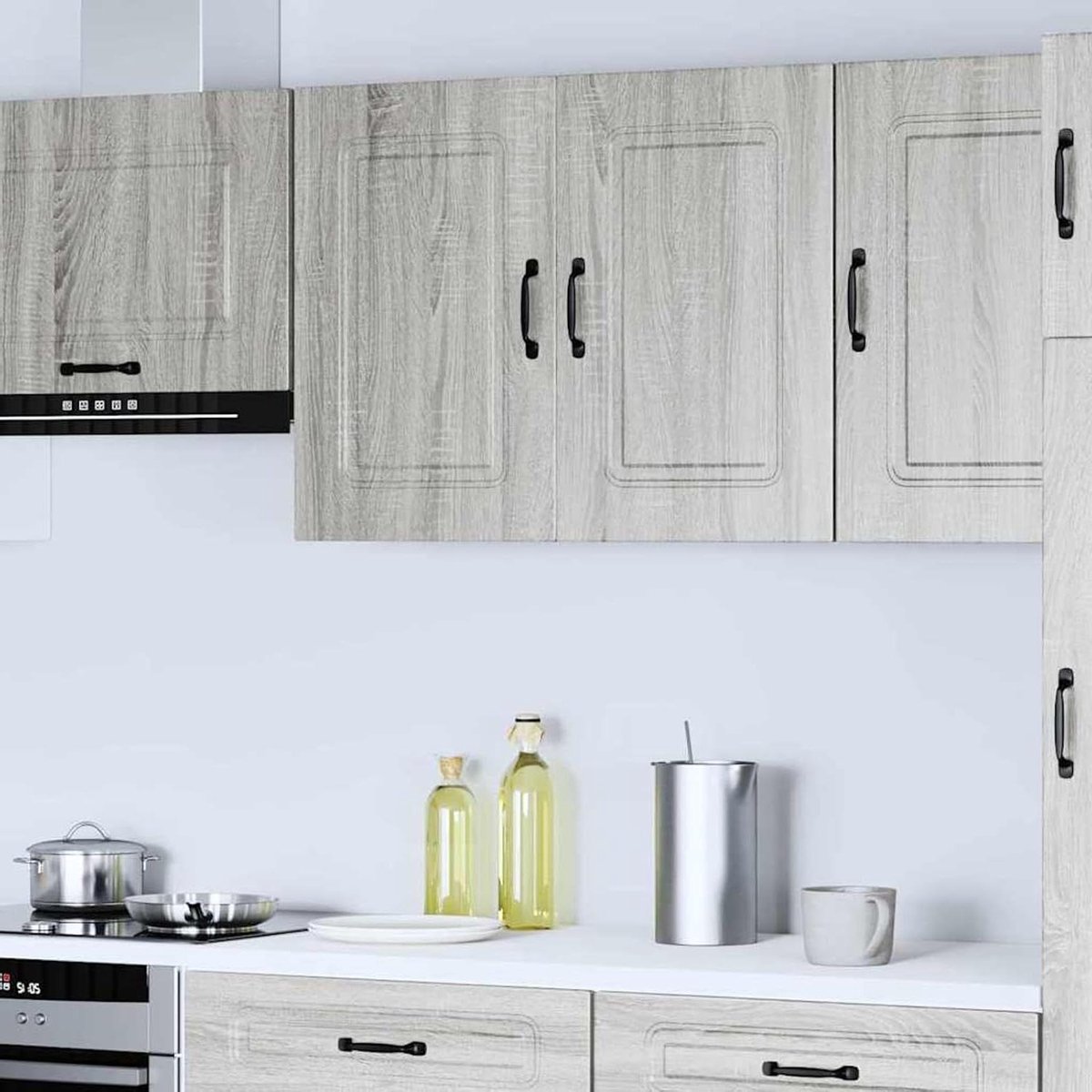 Keukenkast - Wandkast keuken Bovenkast - Keuken organiseren - Ruimtebesparend wandmontage - 80 x 31 x 60 cm - Grijs Sonoma