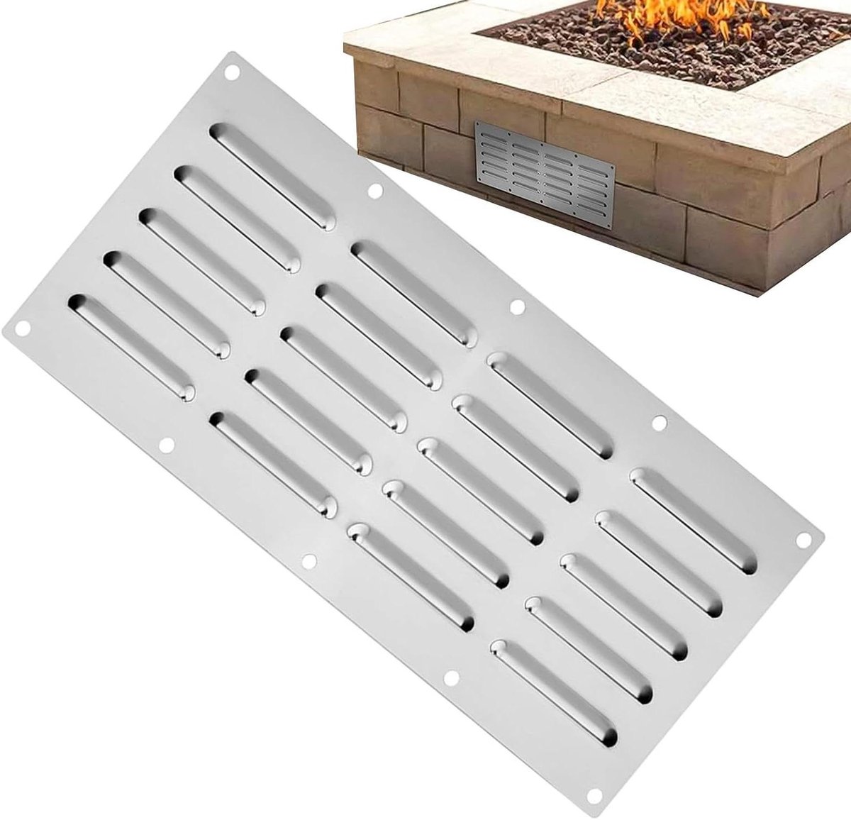 Roestvrijstalen Ventilatiepaneel - Rooster Afdekking - Luchtcirculatie Verbeteren - Robuuste Duurzaamheid - 38 x 16.5 cm - Zilver