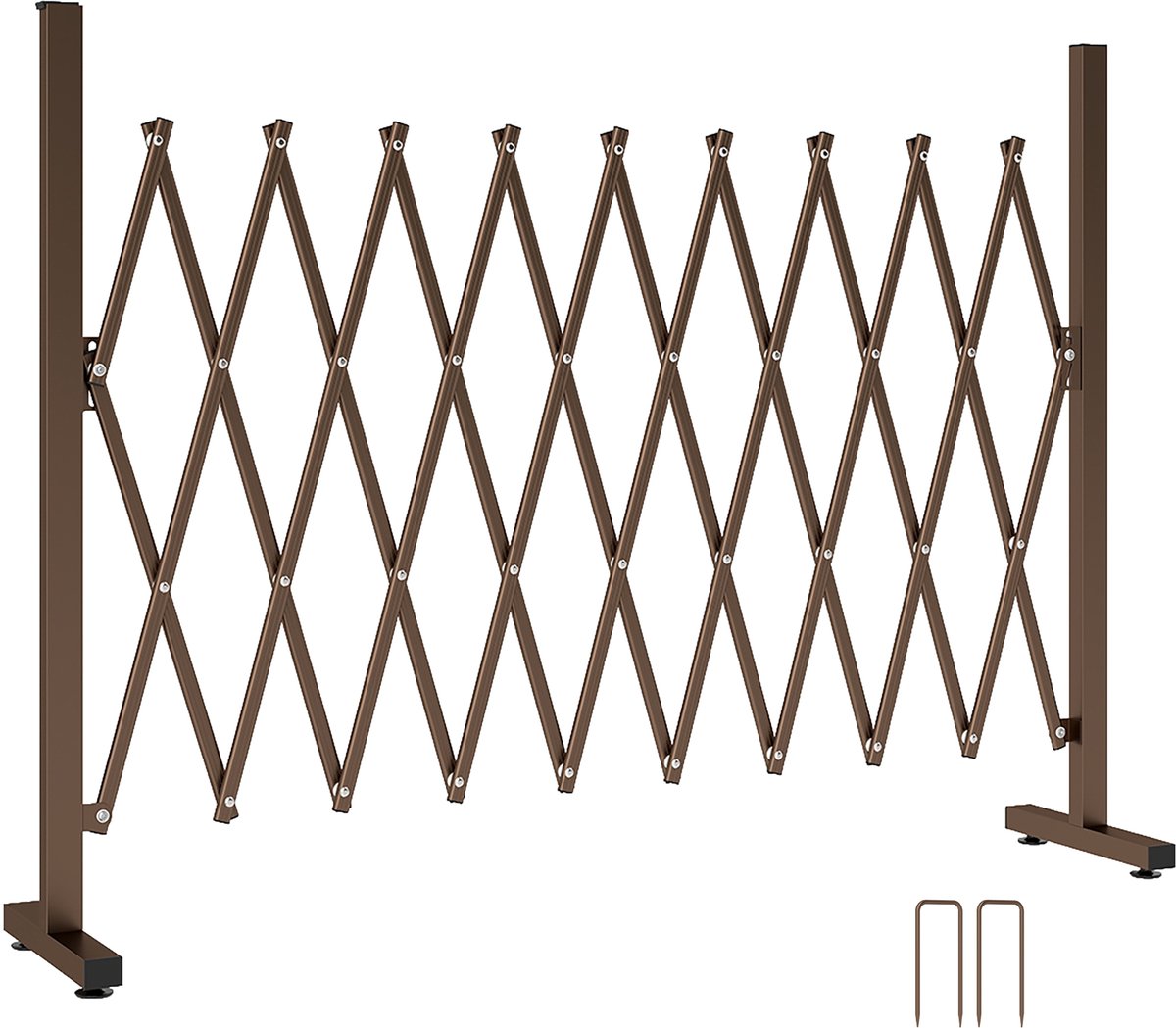 Outsunny Fence-Aluminium, Eisen-L250 x B31 x H103,5 cm-Dunkelbraun