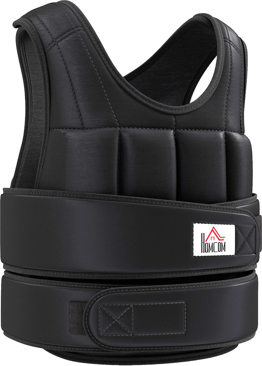 HOMCOM Weighted Vest-Oxfordstoff, Metall-60L x 50B x 17H cm-Schwarz