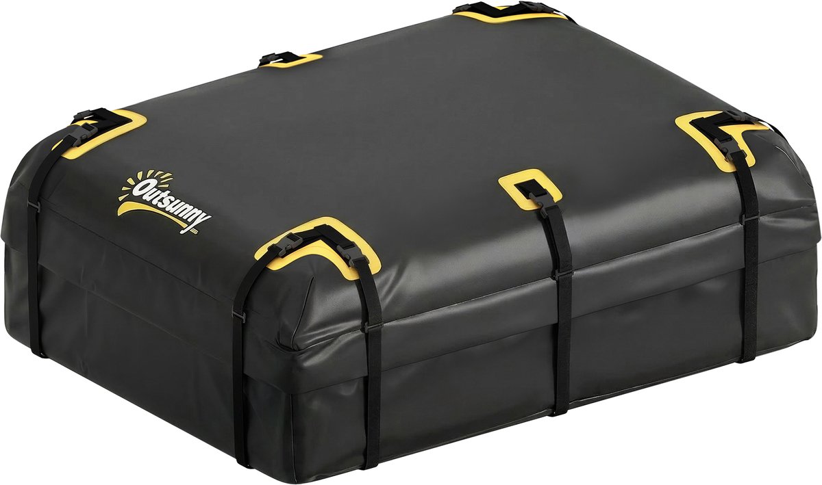 Outsunny Dakbagagedrager-Oxford-weefsel-132L x 100B x 45H cm-Zwart+Geel