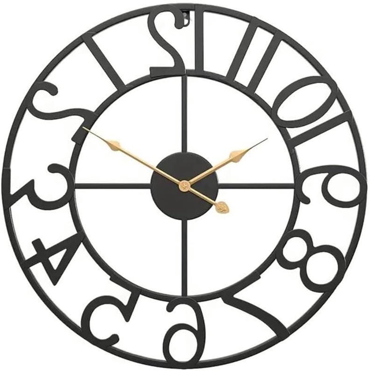 Metalen Buitenklok - Wandklok Vintage - Tuindecoratie - Stil Ontwerp - 40 cm - Zwart