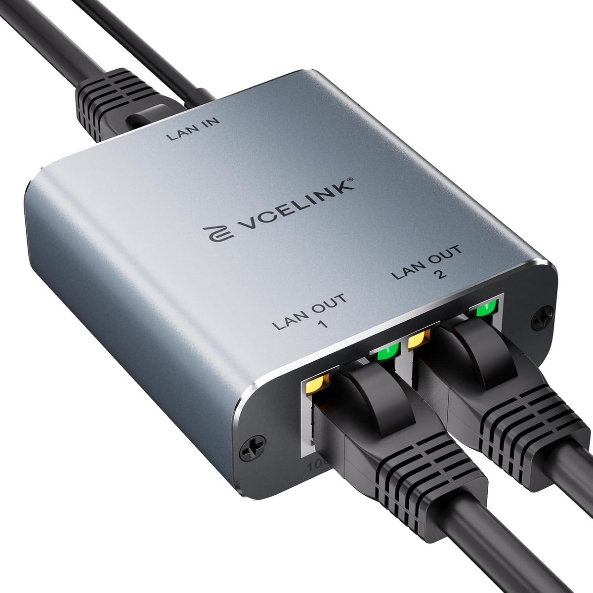 Netwerksplitter - Zilver - Aluminium behuizing - 2-poorts Gigabit LAN-verdeeladapter voor thuis en kantoor