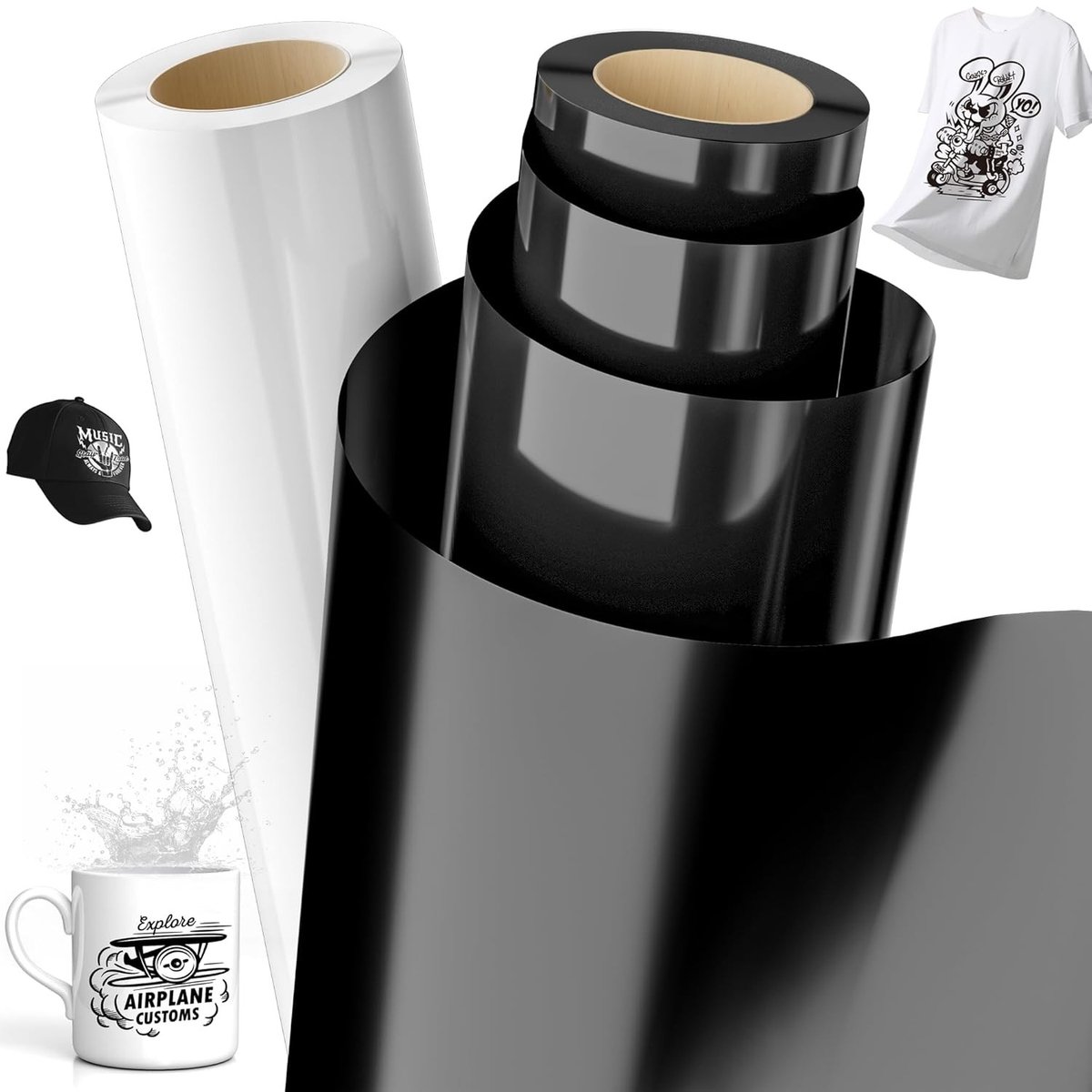 Plotterfolie - Zwart - 30,5 cm x 2 m - Duurzame Vinylfolie voor T-shirts en Stoffen - Voor Creatieve Doe-Het-Zelvers