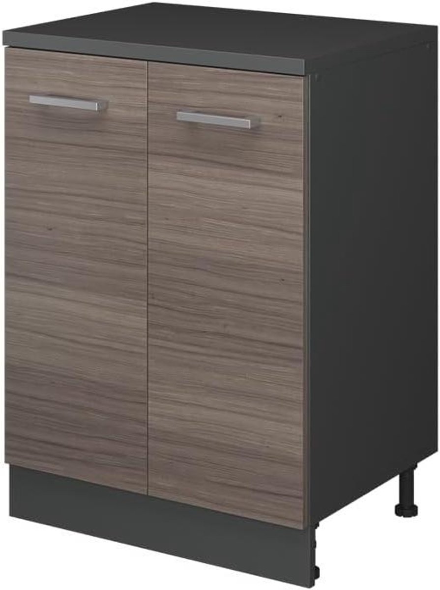 Keukenkast Schuine Wand - Hoekkast Keuken - Ruimte Optimaliseren - Verbindend Element - 60 cm Breed - Edelgrijs