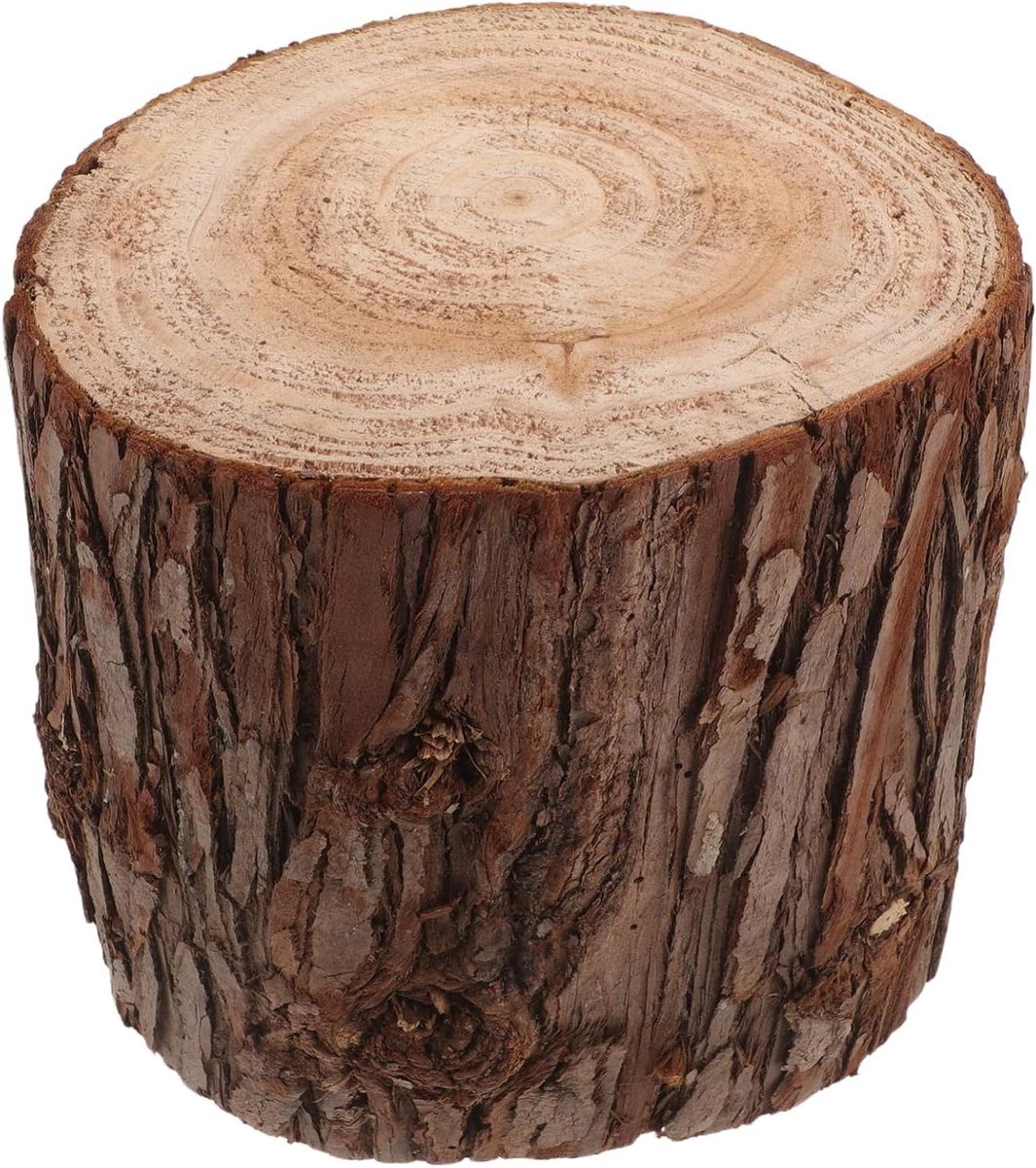 Houten Tafel - Boomstam Stuk - Decoratief Accent - Natuurlijke Schors Textuur - 20 x 13 x 13 cm - Koffie