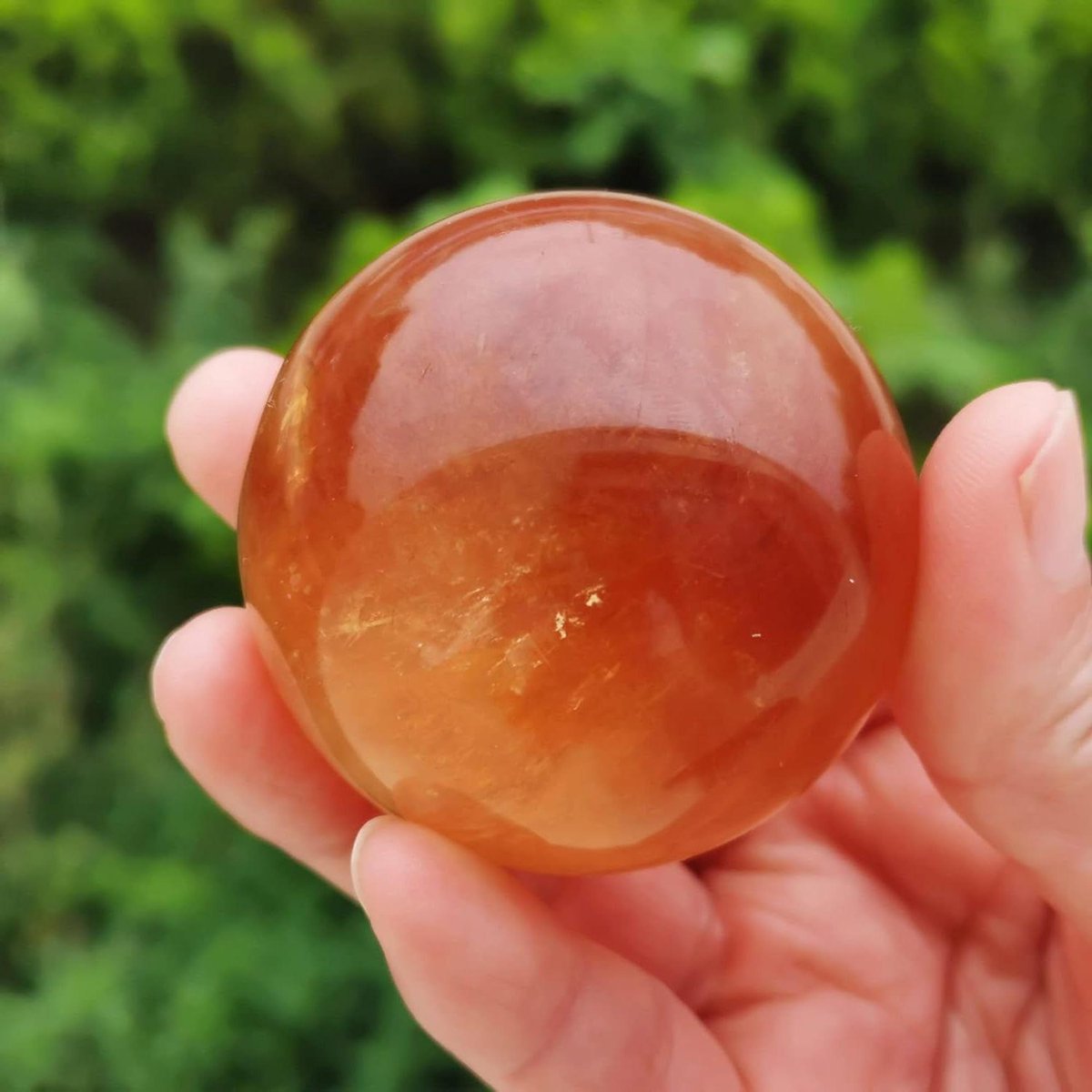Calciet Kristallen Bol - Oranje Bol Decoratie - Meditatie Hulpmiddel - Natuurlijk Gepolijst - 7-8cm - Oranje